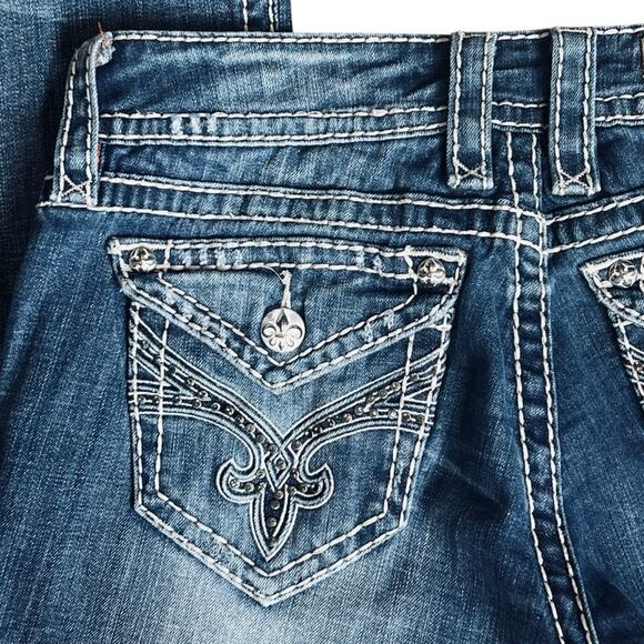 Rock Revival Women’s Sz 28 Swarovski Crystal Easy Boot Jeans Jamie Stretch Denim - Picture 12 of 14
